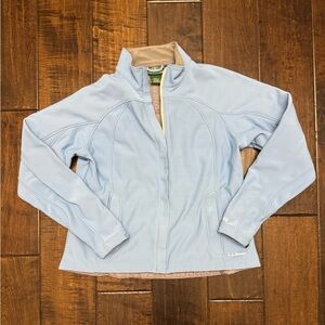 LL Bean Pathfinder Soft Shell Jacket Women Large Full Zip Lined Light blue